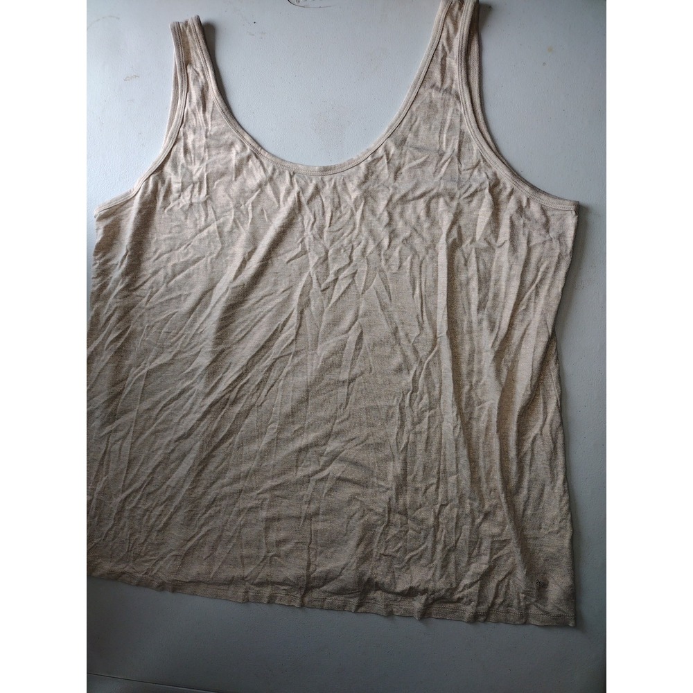 Lane Bryant Women 26/28 Champagne Gold Metallic Shimmer Scoop Neck Tank Top NEW - Picture 1 of 8